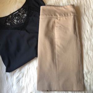 Banana Republic Khaki Tan Stretch midi skirt sz 6